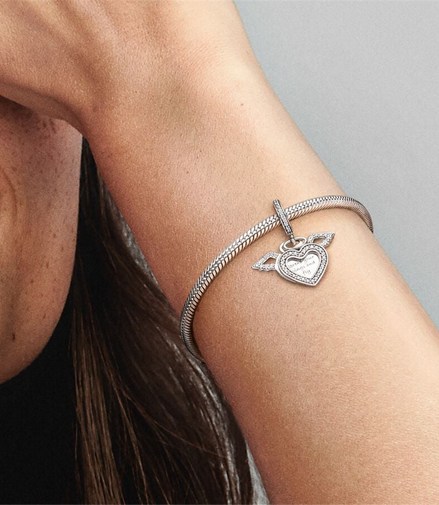 Pandora Moments Heart & Angel Wings Dangle Charm