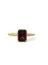 14K Yellow Gold Diamond And Garnet Emerald Cut Fashion Ring