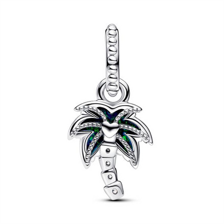 Pandora Moments Opalescent Green Palm Tree Dangle Charm