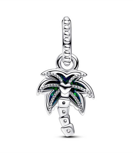 Pandora Moments Opalescent Green Palm Tree Dangle Charm