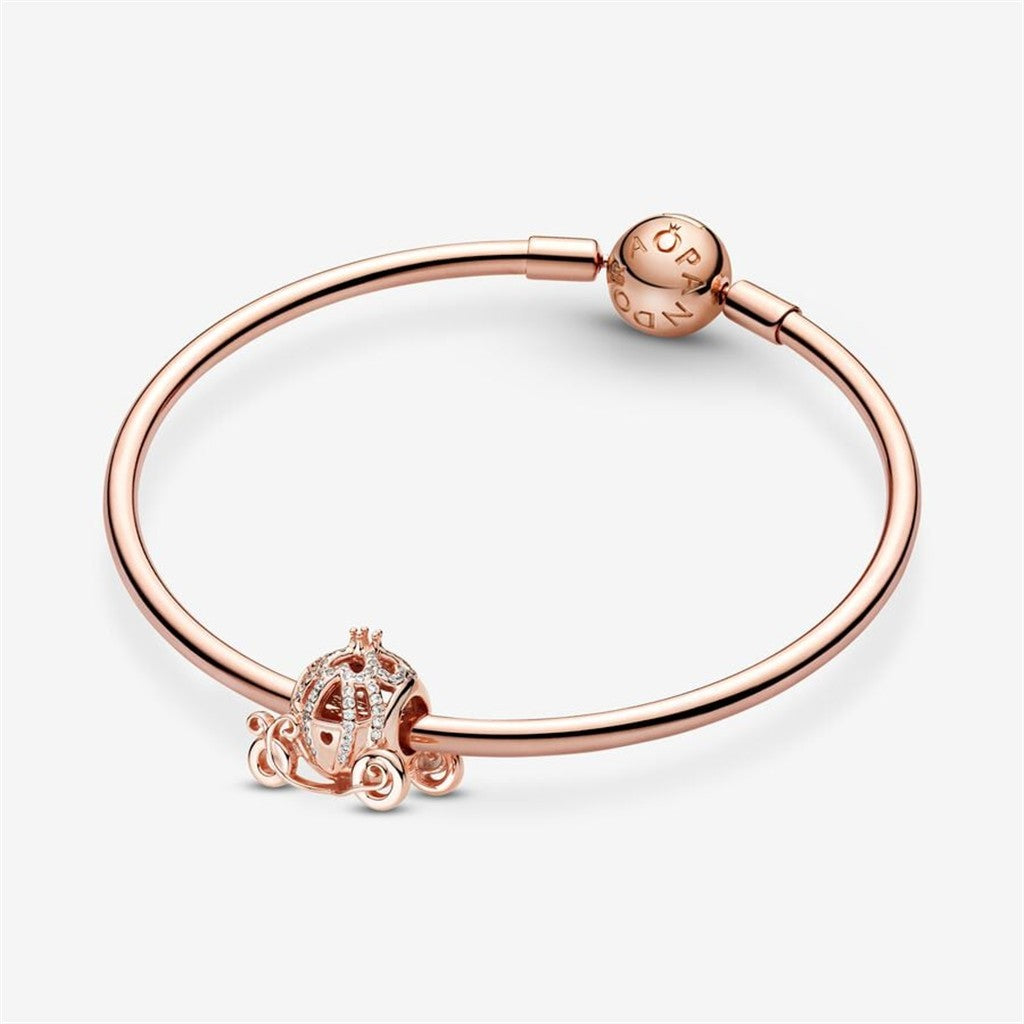 Pandora Disney 14K Rose Gold Plated Cinderella Sparkling Carriage Charm