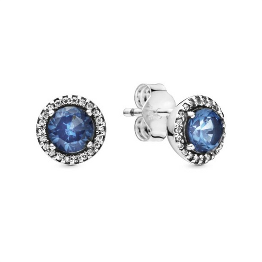 Pandora Timeless Blue Round Sparkle Stud Earrings