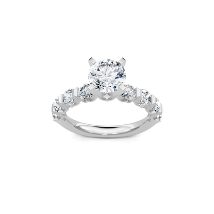 14K White Gold 2CT Round Diamond Semi-Mount Engagement Ring