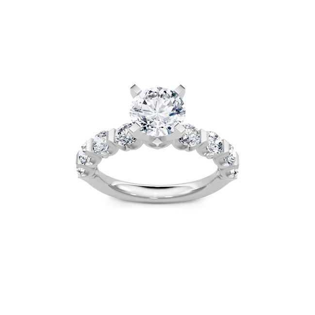 14K White Gold 2CT Round Diamond Semi-Mount Engagement Ring