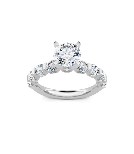 14K White Gold 2CT Round Diamond Semi-Mount Engagement Ring