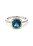 0.14 Ctw Diamond & 1.70 Ctw London Blue Topaz Ring