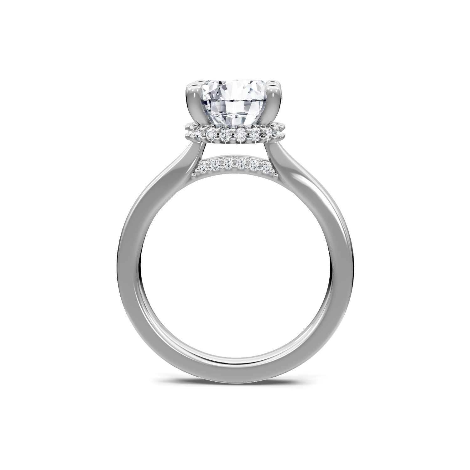 14K White Gold 0.16 CTW Round Diamond Hidden Halo Semi-Mount Engagement Ring