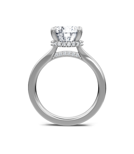 14K White Gold 0.16 CTW Round Diamond Hidden Halo Semi-Mount Engagement Ring