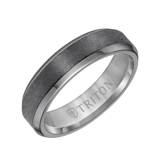 Triton Tantalum Vertical Satin Finish and Bezeled Edge 6mm Wedding Band