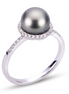 Imperial Pearl 14K Gold Tahitian Pearl And 0.18 CTW Daimond Halo Ring