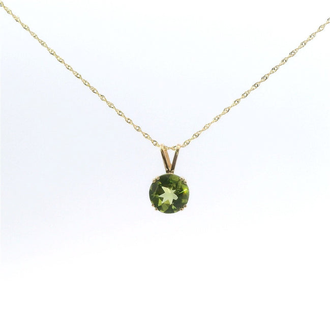 14K Yellow Gold 2 CT Peridot Pendant Necklace