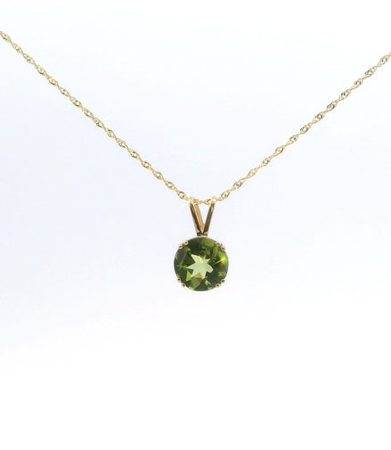 14K Yellow Gold 2 CT Peridot Pendant Necklace