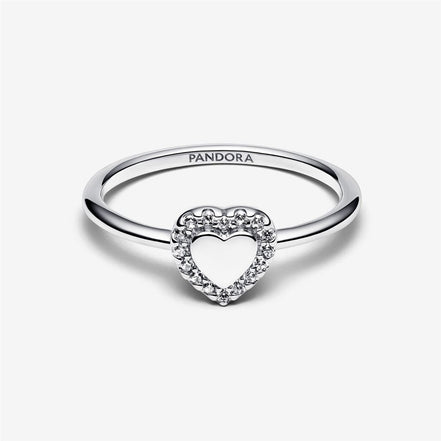 Pandora Timeless Engravable Heart Halo Ring Size 7