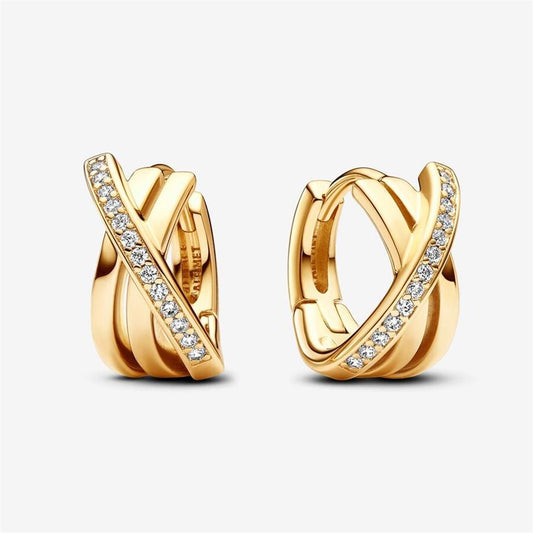 Pandora Signature Crossover Pavé Hoop Earrings