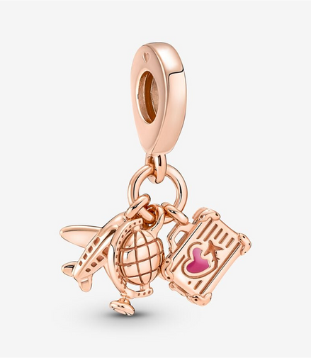Pandora Moments Airplane, Globe & Suitcase Triple Dangle Charm
