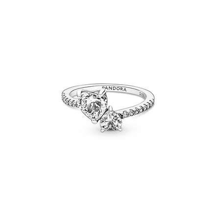 Pandora Timeless Double Heart Sparkling Ring Size 6