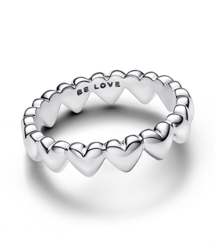 Pandora Moments Row of Hearts Ring Size 7