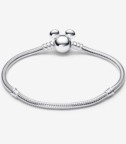 Pandora Moments Disney Mickey Mouse Clasp Snake Chain Bracelet Size 19