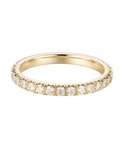 14K Yellow Gold Round Natural Diamond Wedding Band