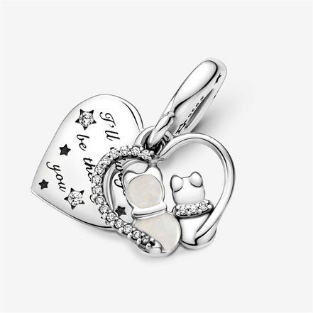 Pandora Moments "I'll Always Be There For You" Cats And Hearts Dangle Charm