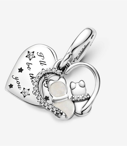 Pandora Moments "I'll Always Be There For You" Cats And Hearts Dangle Charm
