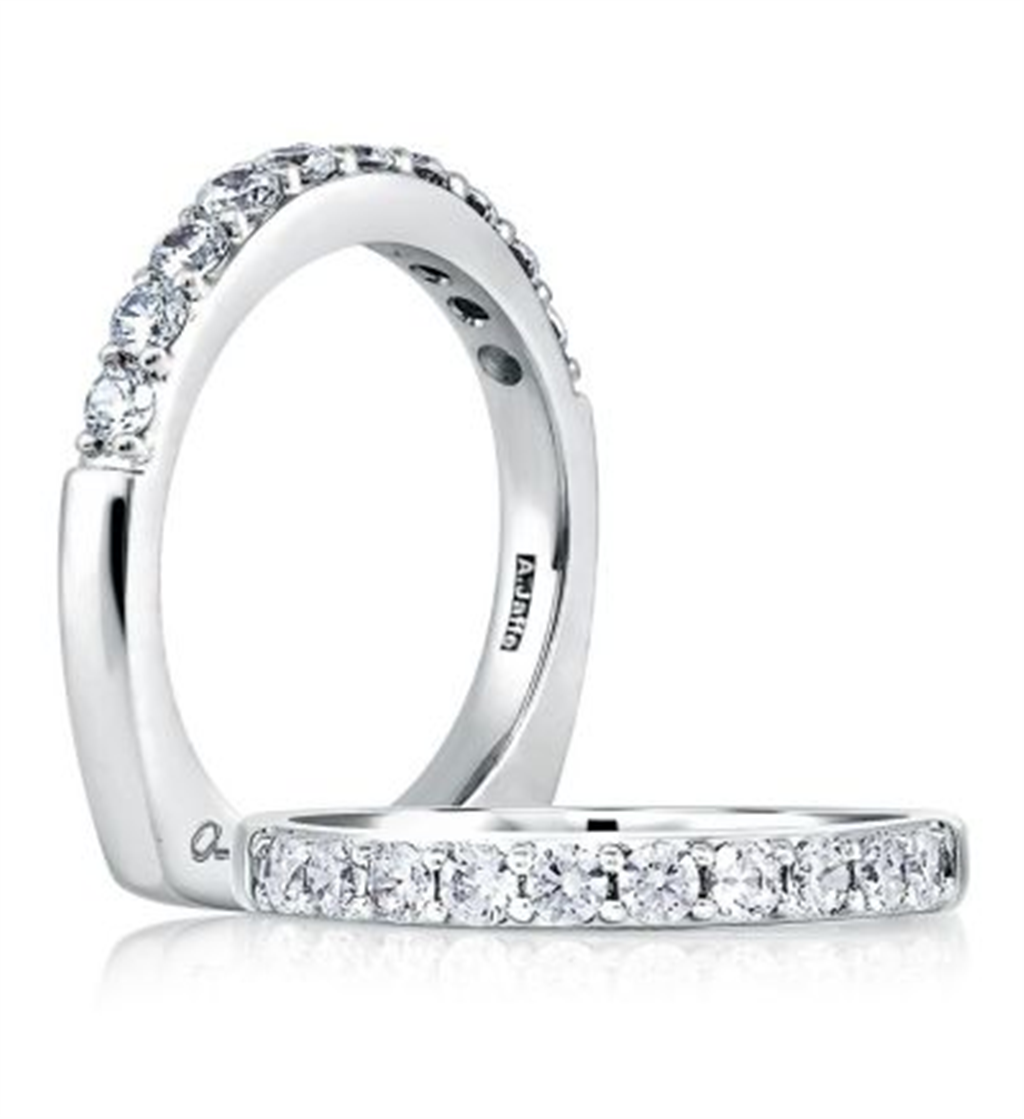 A.JAFFE 14K White Gold Diamond Wedding Band