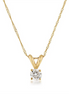 14K Yellow Gold And 0.50 CTW Diamond Round Solitaire Pendant Necklace