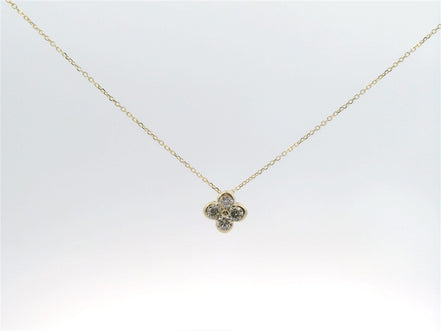 14K Yellow Gold And 0.48 CTW Diamond Fashion Flower Pendant Necklace