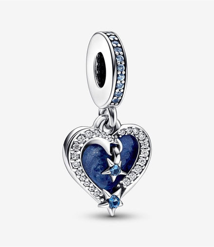 Pandora Moments Celestial Shooting Star Heart Double Dangle Charm