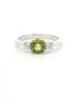 14K White Gold Diamond & Peridot Round Fashion Ring