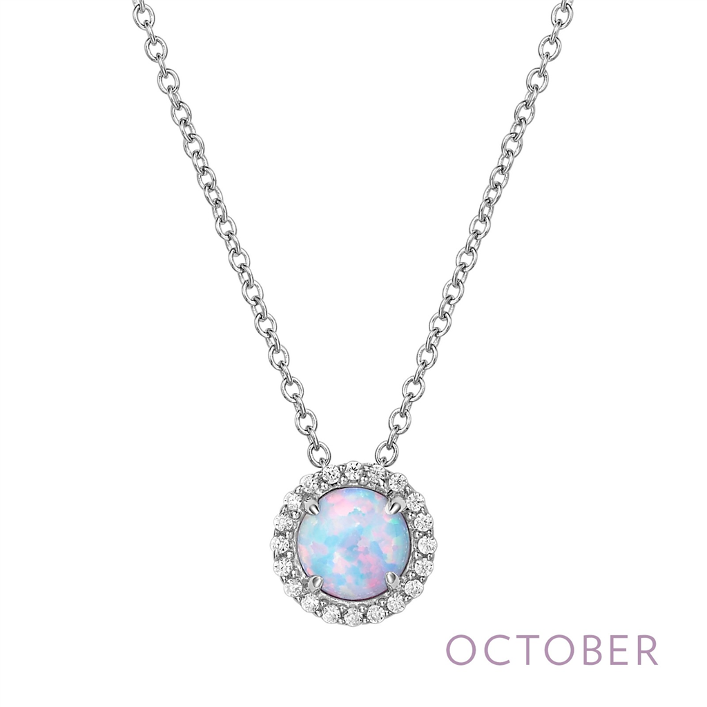 Lafonn 0.20 CTW Simulated Diamond And Opal October Birthstone Necklace