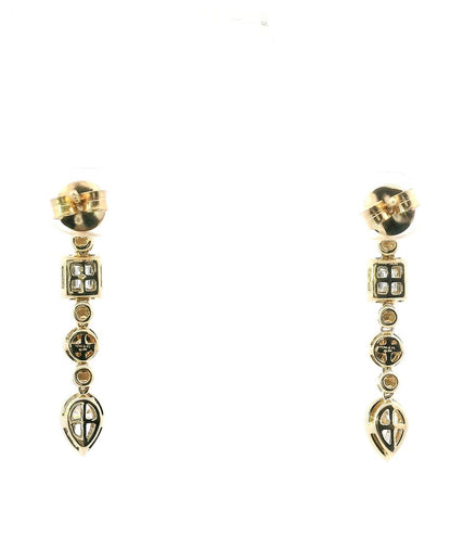 14K Yellow Gold Geometric Bezel Drop Earrings