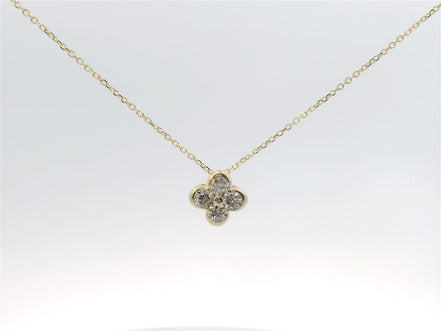 14K Yellow Gold And 0.48 CTW Diamond Fashion Flower Pendant Necklace