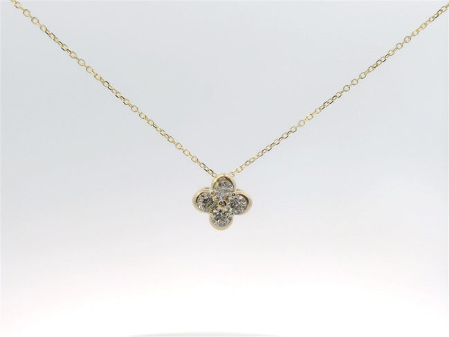 14K Yellow Gold And 0.48 CTW Diamond Fashion Flower Pendant Necklace