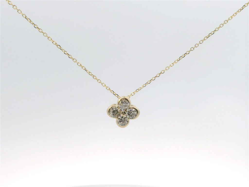 14K Yellow Gold And 0.48 CTW Diamond Fashion Flower Pendant Necklace