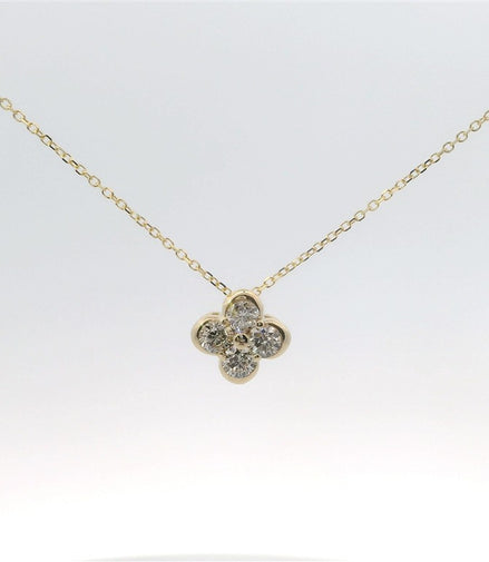 14K Yellow Gold And 0.48 CTW Diamond Fashion Flower Pendant Necklace