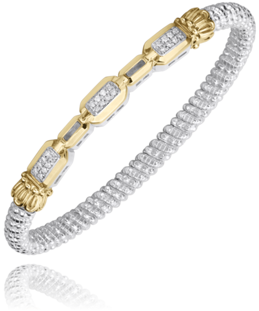 Vahan 14K Gold and Sterling Silver Diamond PaperClip 4mm Closed Bracelet