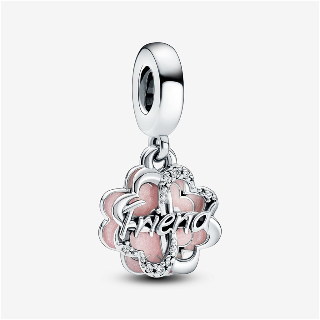 Pandora Moments Four-Leaf Clover Friendship Double Dangle Charm
