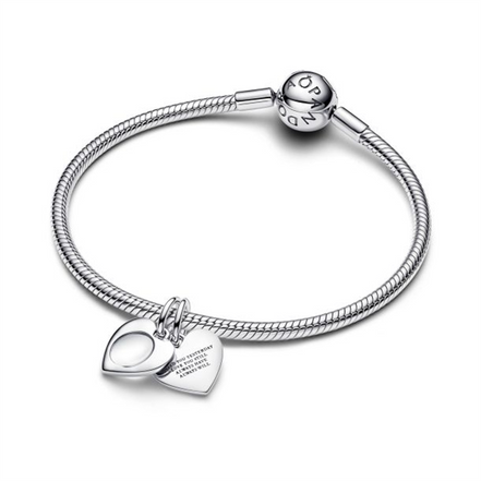 Pandora Moments Engravable Heart Magnifying Glass Double Dangle Charm