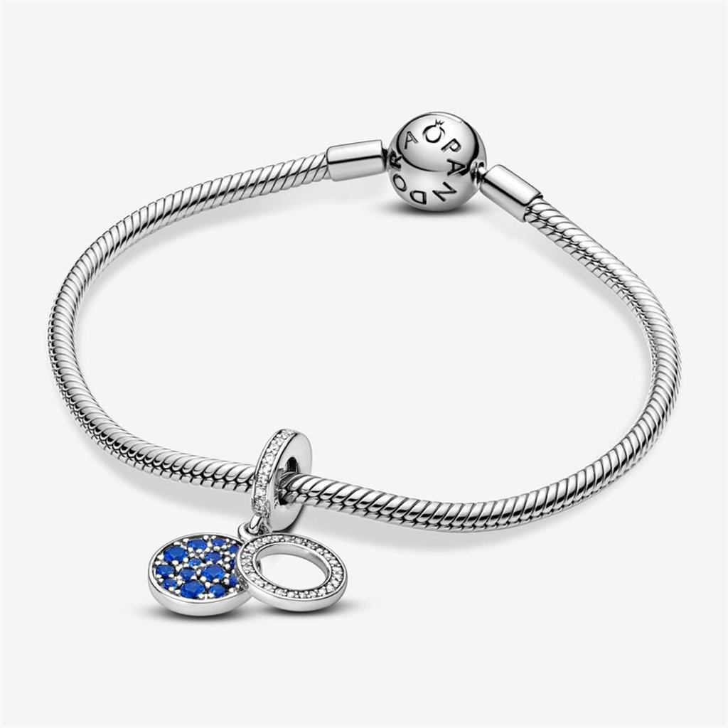 Pandora Moments Sparkling Blue Disc Double Dangle Charm