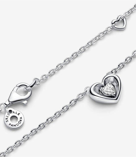 Pandora Moments Radiant Heart & Floating Stone Pendant Collier Necklace 45 cm