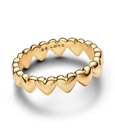 Pandora Moments Row of Hearts Ring Size 5