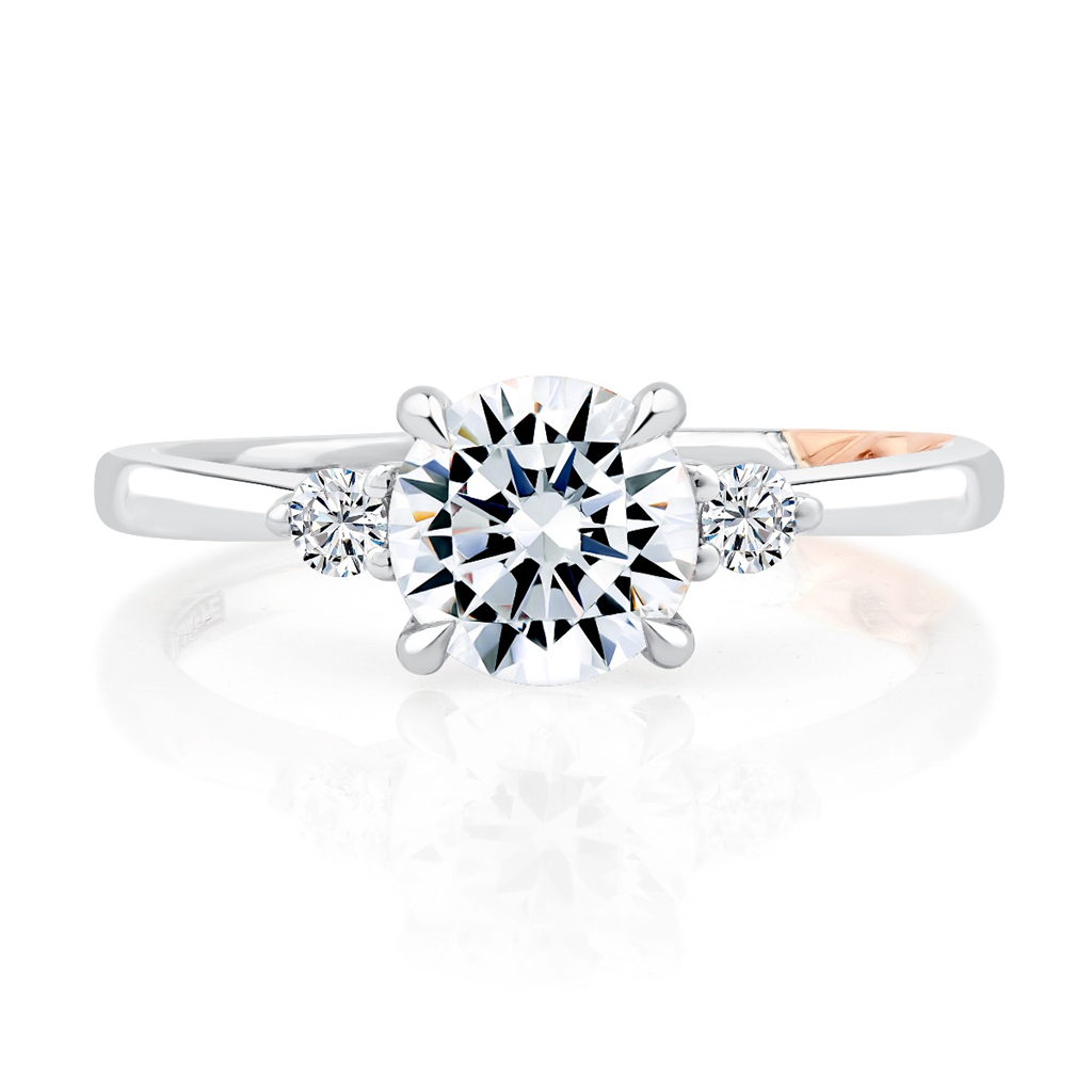 A.Jaffe Statement Round Quilted Diamond Engagement Ring