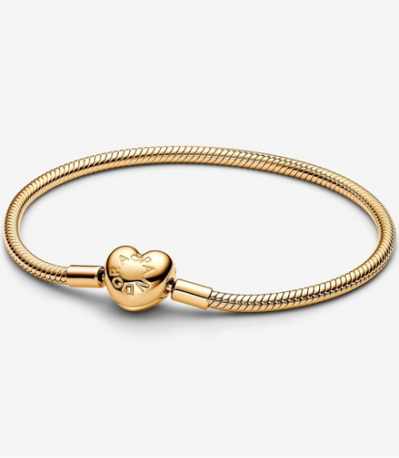 Pandora Moments Heart Clasp Snake Chain Bracelet Size 18