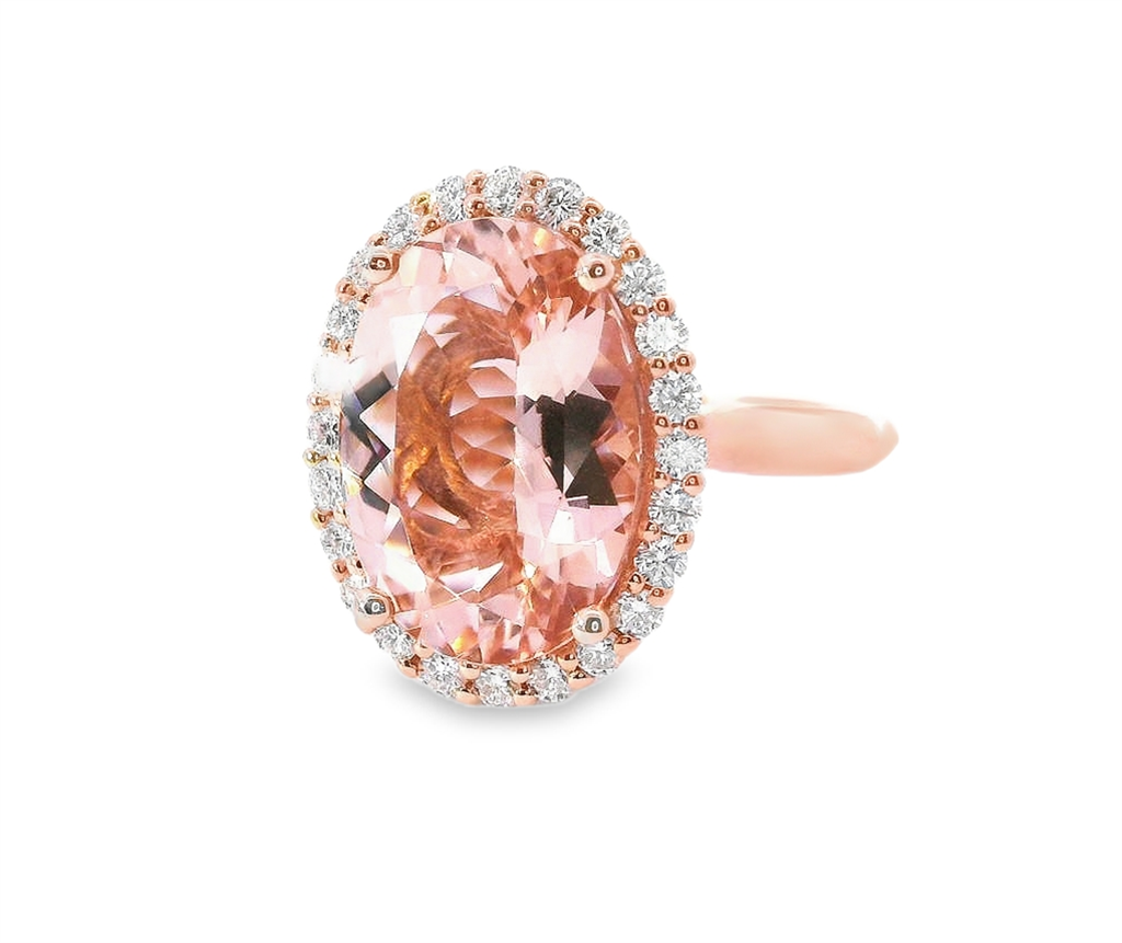 14K Rose Gold, Diamond And Morganite Fashion Ring