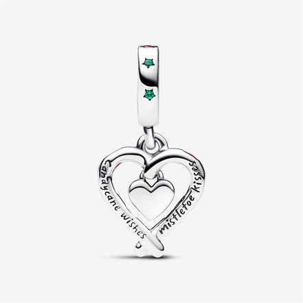 Pandora Moments Double Candy Cane Heart Christmas Dangle Charm