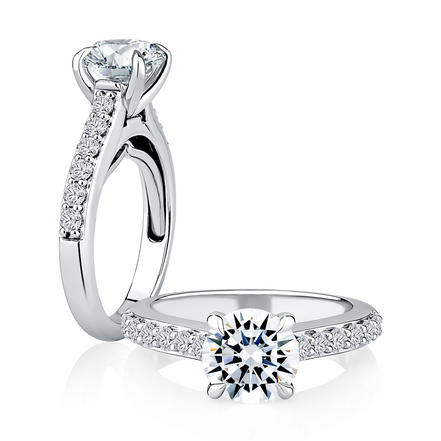 A.JAFFE 14k White Gold 2.54 CTW Round Diamond Semi-Mount Engagement Ring