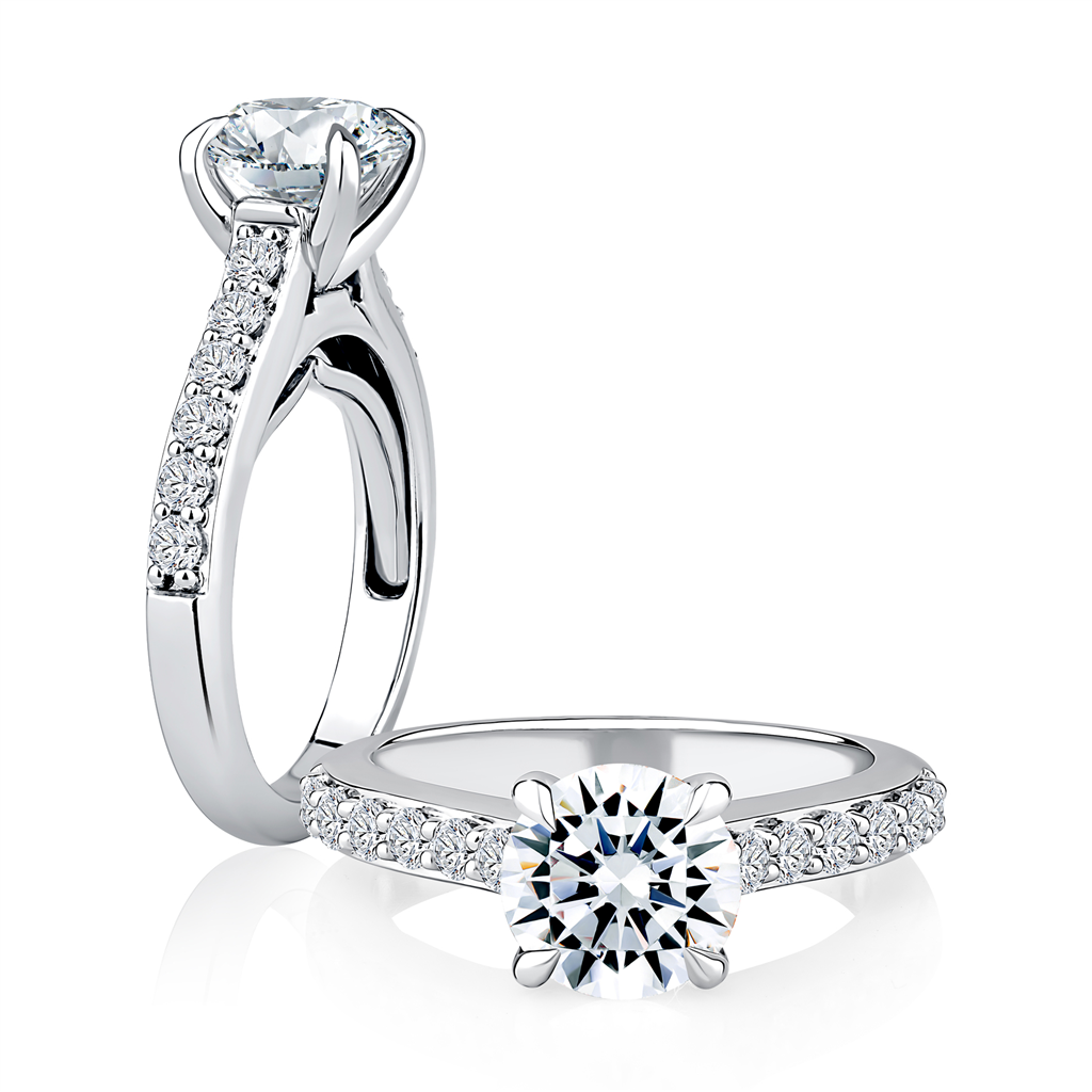 A.JAFFE 14k White Gold 2.54 CTW Round Diamond Semi-Mount Engagement Ring