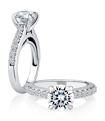 A.JAFFE 14k White Gold 2.54 CTW Round Diamond Semi-Mount Engagement Ring