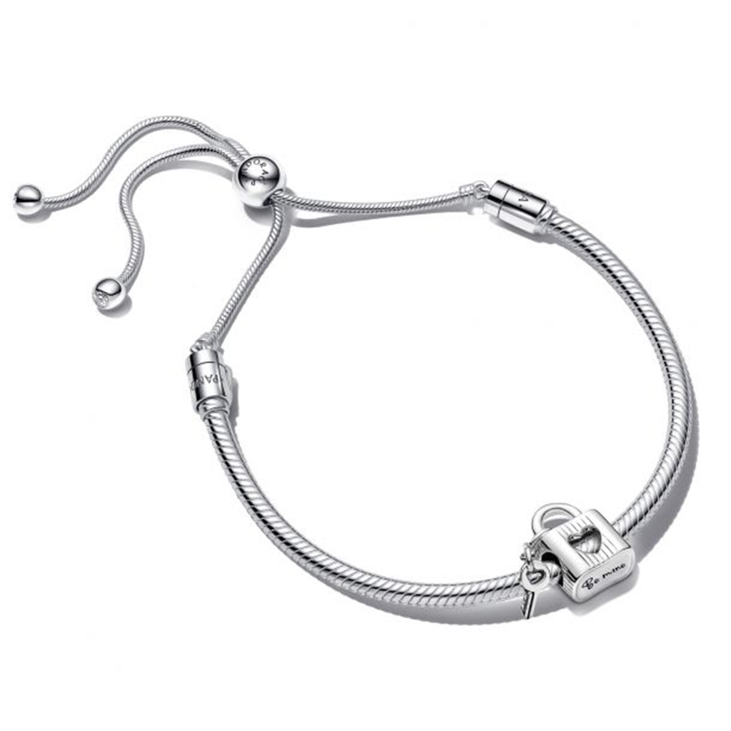 Pandora Open Heart Padlock And Key Bracelet Set